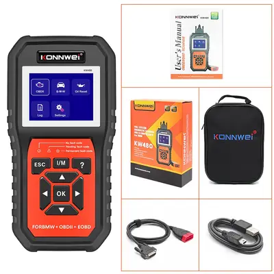 Tester Diagnoza Auto Konnwei KW480, Functii Complete pentru BMW, OBD2, Resetare Ulei, Citire…