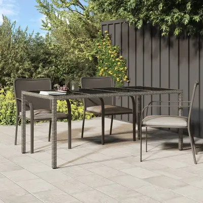 Masa de gradina,gri,190x90x75cm sticla securizata si poliratan