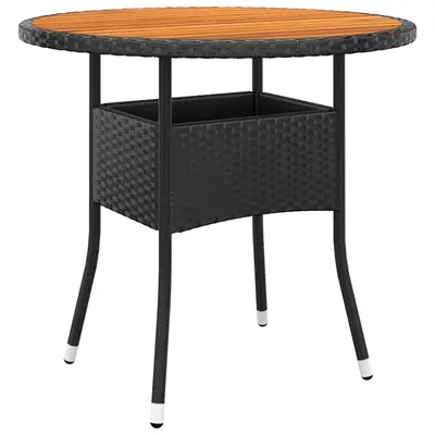 Masa de gradina, negru, Ø80x75cm, lemn de acacia/poliratan