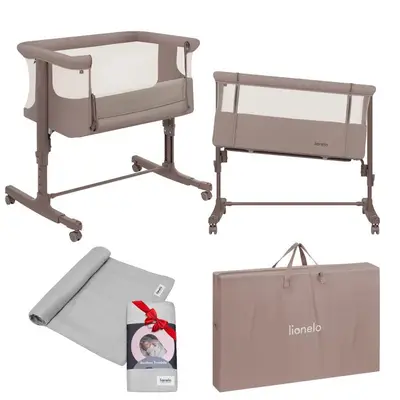 Patut co-sleeper, Lionelo, Aurora Beige Taupe, 3 in 1, Cu leganare si setare unghiulara, 0 luni+…