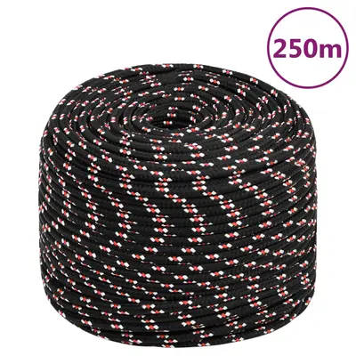 Franghie de barca, negru, 6 mm, 250 m, polipropilena