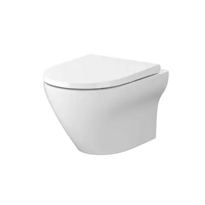 Vas WC suspendat Cersanit Set B331 Larga oval CleanOn cu capac slim duroplast inchidere lenta…