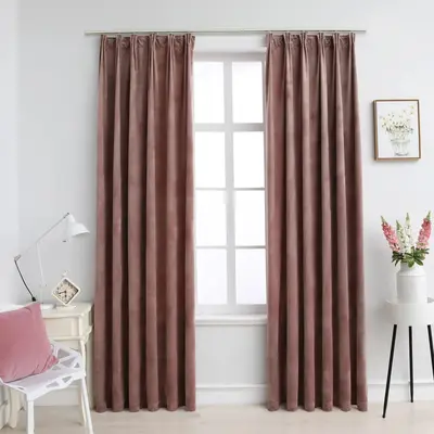 Draperii opace 2 buc. roz antichizat 140x225 cm catifea carlige