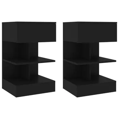 Noptiere, 2 buc., negru, 40x35x65 cm