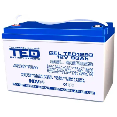 Acumulator GEL pentru UPS sau panouri fotovoltaice TED 12V 93Ah VRLA TED1293 Deep Cycle M6 lot F1010