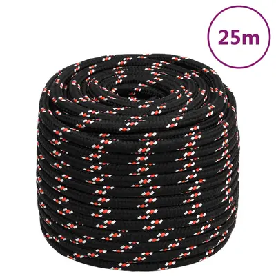 Franghie de barca, negru, 18 mm, 25 m, polipropilena