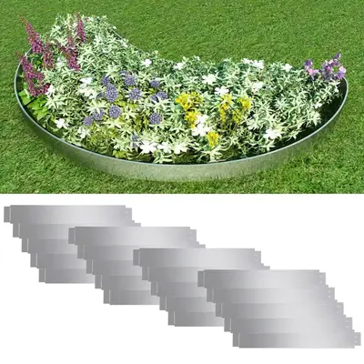 Set gard gazon placi flexibile 20 buc. 100x14 cm otel zincat