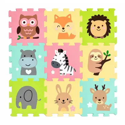 Covoras puzzle Nexli, Petite&Mars, Pentru copii, Din spuma, 90x90 cm, 9 bucati, 36 luni+, Safari…