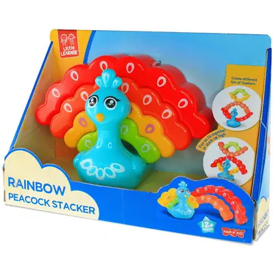 Little Learner Jucarie de stivuit Little Learner Paun colorat, plastic, dezvoltare abilitati, 12…