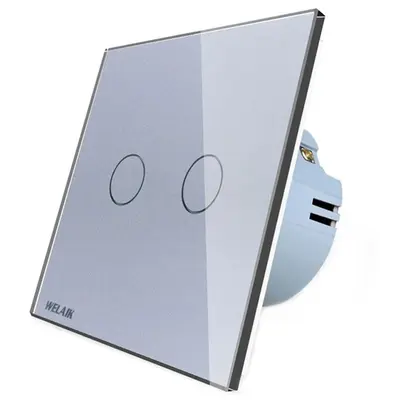Intrerupator dublu cu touch Welaik panou din sticla A1921CS, gri