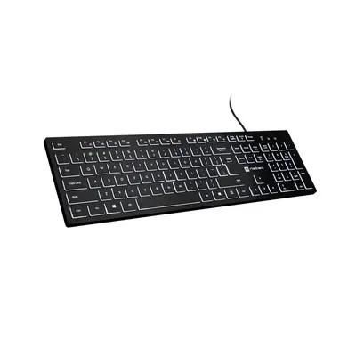 natec Tastatura Natec Herring Slim, Cu fir, Lungime cablu 1.5 m, USB, Negru-alb