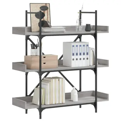 Biblioteca 3 niveluri gri sonoma 100x33x108,5 cm lemn prelucrat