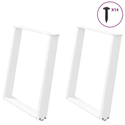 Picioare de masa in forma de u 2 buc alb 80x(72-73) cm otel