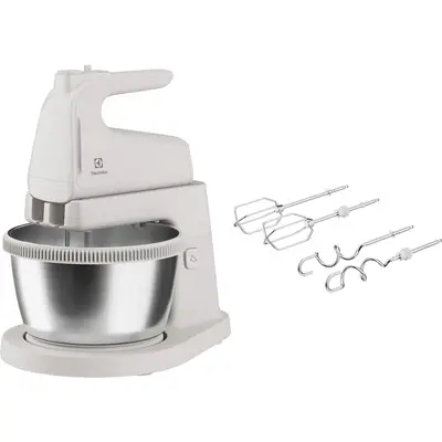 Electrolux Mixer cu bol Electrolux ESM4W, 500 W, 5 Viteze + Turbo, bol rotativ din inox, Alb