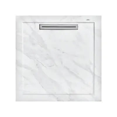Cadita de dus patrat Agnes White ceramica cu sifon de scurgere 90 x 90 cm
