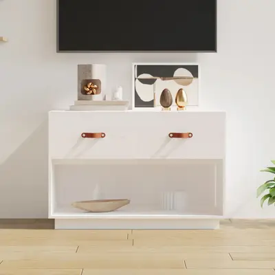 Comoda tv, alb, 90x40x60 cm, lemn masiv de pin