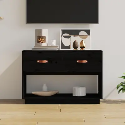 Comoda tv, negru, 90x40x60 cm, lemn masiv de pin
