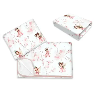 Lenjerie pat junior cu 3 piese, Qmini, Cu cearceaf 160x80 cm, Din bumbac certificat Oeko Tex…