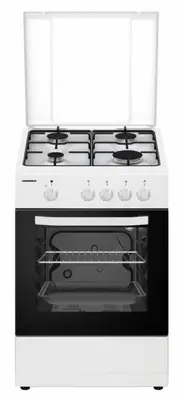 Aragaz Heinner HFSC-SME50WH, 4 arzatoare, Gaz, 50cm, Dispozitiv de siguranta plita si cuptor (Alb)