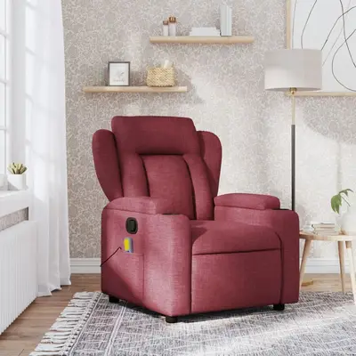 Fotoliu de masaj rabatabil, rosu vin, material textil