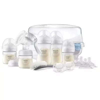 Pompa manuala de san, Philips Avent, Set cadou cu biberoane anticolici Natural Response, suzete si…