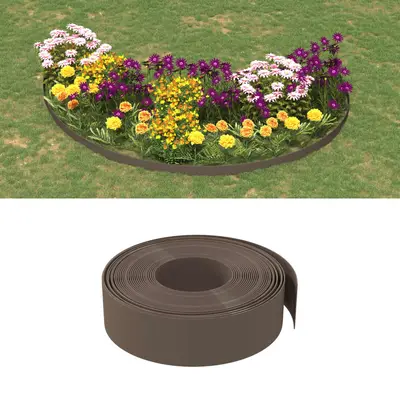 Borduri de gradina, 3 buc, maro, 10 m 15 cm, polietilena