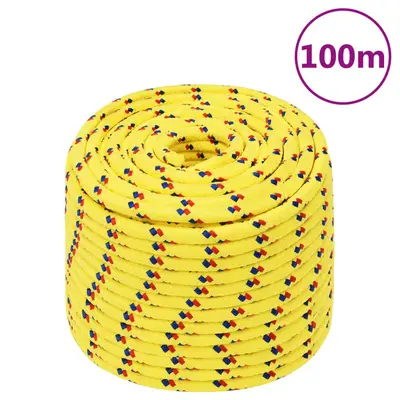 Franghie de barca, galben, 12 mm, 100 m, polipropilena