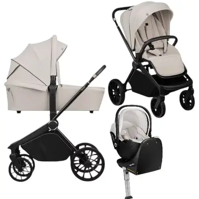 Carucior 4 in 1, Lionelo, Mika Plus, Cu scoica auto Moxie Bej cu baza rotativa 360, Reversibil, Cu…