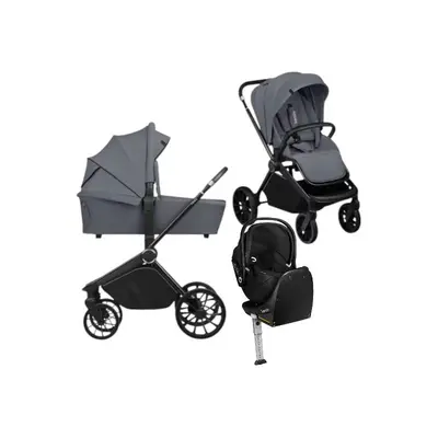 Carucior 4 in 1, Lionelo, Mika Plus, Cu scoica auto Moxie Black Carbon cu baza rotativa 360…