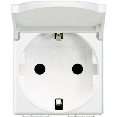 Priza schuko 2M cu capac Matix Bticino AM5440/2P, Alb
