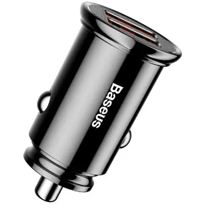 BASEUS Incarcator auto Baseus Circular, 2x USB-A, Quick Charge 3.0, SPC AFC 30W, Negru