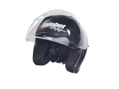 Casca moto semi-integrala cu ochelari adulti, Safebet HF-227, culoare negru mat, marime S