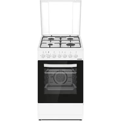 Aragaz mixt Heinner HFSC-S60LITGC-WH, 4 arzatoare, Aprindere electrica plita, cuptor electric…