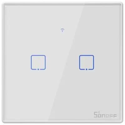 Intrerupator Smart cu Touch WiFi + RF 433 Sonoff T2 EU TX, (2 canale)