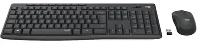 Kit wireless tastatura si mouse Logitech MK295 Silent, US layout, USB (Negru)