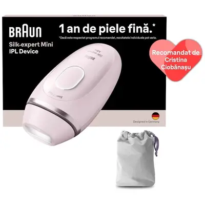 BRAUN Epilator IPL Braun IPL Silk·expert Mini PL1111, SensoAdapt, 300.000 impulsuri, 3 niveluri de…