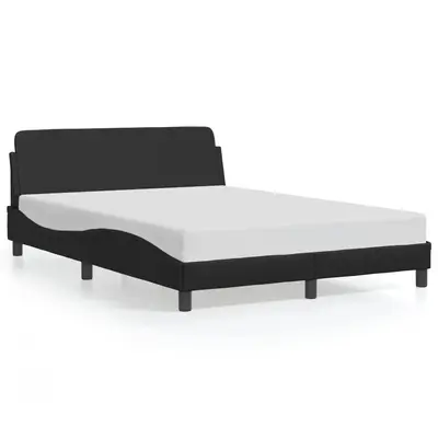 Cadru de pat cu tablie, negru, 140x190 cm, piele ecologica