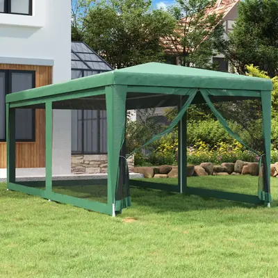 Cort de petrecere cu 6 pereti din plasa, verde, 3x6 m, hdpe