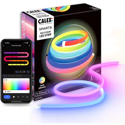 Calex Banda LED Calex Smart Neon Tube 360°, 3m, RGBIC, 18W, 3M, IP44, Multicolor