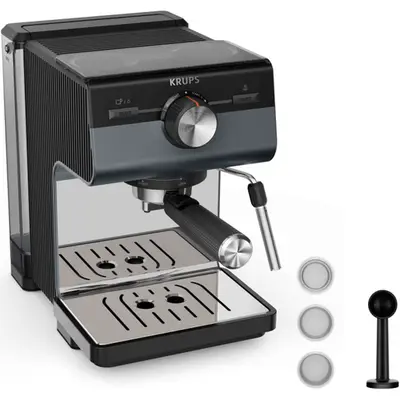 Espressor manual Krups Authentic+ C80 XP384G10, 15 bari, rezervor apa detasabil 2 L, duza spumare…