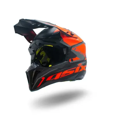 Casca motocross atv Asix 189, culoare negru portocaliu, marime S 55-56cm