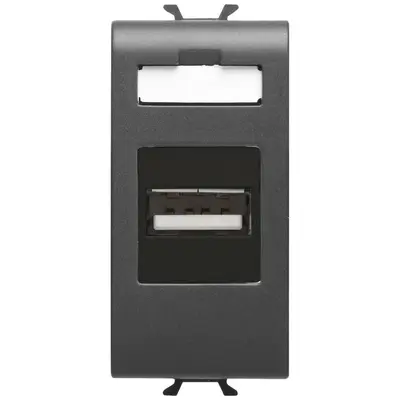 Priza USB 1 modul Gewiss Chorus GW12459, negru satin