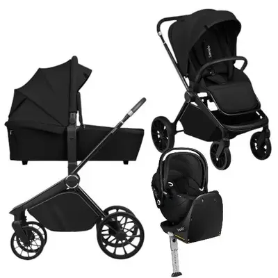 Carucior 4 in 1, Lionelo, Mika Plus, Cu scoica auto Moxie Black Carbon cu baza rotativa 360…