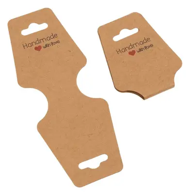 Suporturi în formă de trapez cu adeziv și mesaj Handmade with love - kraft (set 100 buc) - Default…