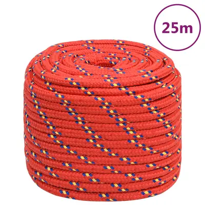 Franghie de barca, rosu, 18 mm, 25 m, polipropilena