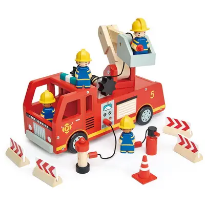 Tender Leaf Jucarie din lemn premium, Masina de pompieri, Tender Leaf Toys - Fire Engine, 14 piese…