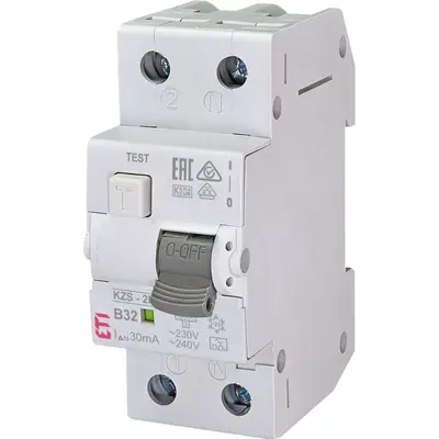 Intrerupator automat diferential RCBO KZS-2M 1P+N 32A/30mA curba B tip A Eti 002173207