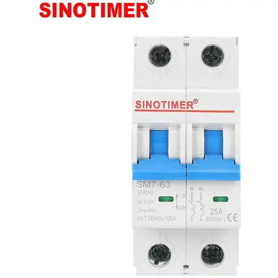 Siguranta automata DC bipolara SINOTIMER SM7-63, 25A, 500V DC, 10kA, pentru sisteme fotovoltaice…