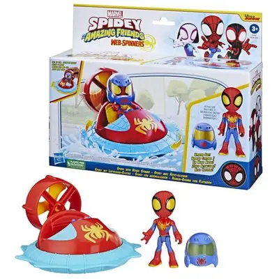 Set de joaca Spidey and his Amazing Friends Web-Spinners, Masinuta si figurina Spidey
