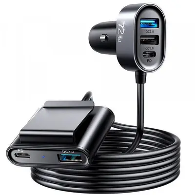 JOYROOM Incarcator Auto Joyroom JR-CL05, 72W, 3A, 2 x USB-C - 3 x USB-A, Negru